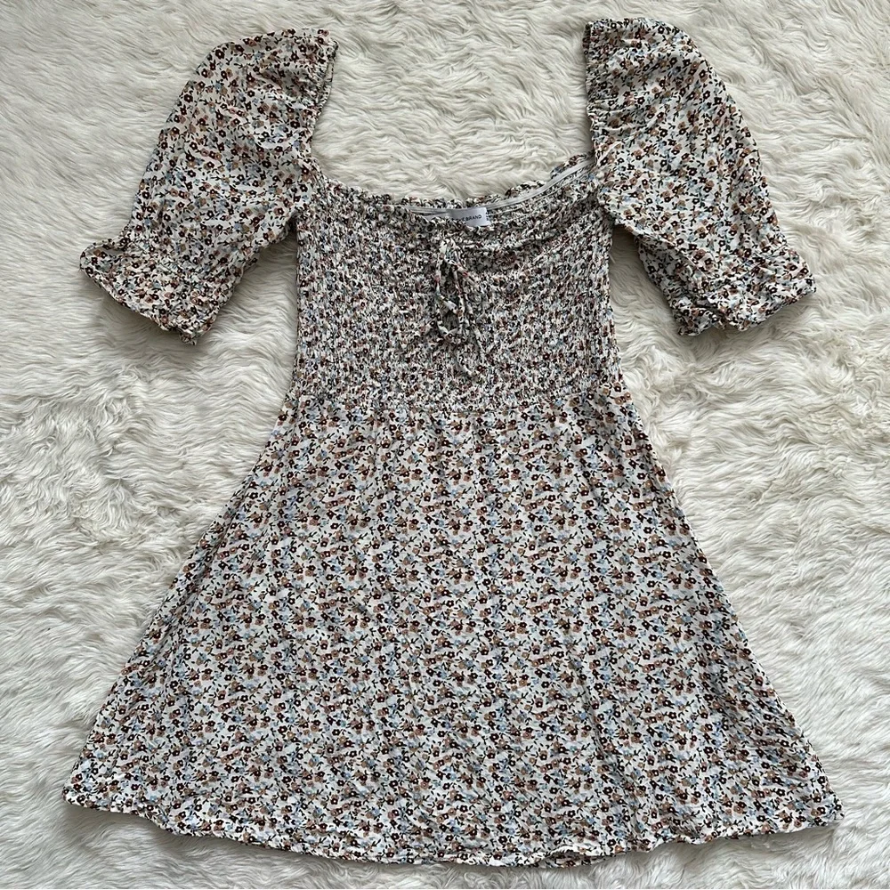 Faithfull The Brand Dress Beldhi Floral Mini Puff Sleeves Fit and Flare S
